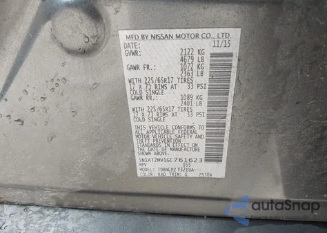 2016 Nissan Rogue S/Sl/Sv from USA, damaged, VIN 5N1AT2MV1GC761623